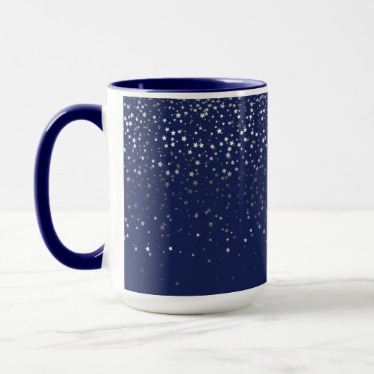 Silver-Gray Petite Stars Tasse-Mitternacht Kaffee Tasse (Links)