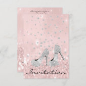 Silver Gray Pink Diamond Shoes Glitzer Bridal 16. Einladung (Vorne/Hinten)