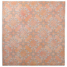 Silver Gray Pink Orange Metallic Filigree Muster