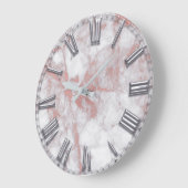 Silver Gray Roman Number Metallic Marmor PInk Große Wanduhr (Winkel)
