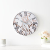 Silver Gray Roman Number Metallic Marmor Rose Gold Große Wanduhr (Zuhause)
