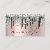 Silver Gray Rose Schere Har Salon Stylist Tropfen Terminkarte (Vorderseite)