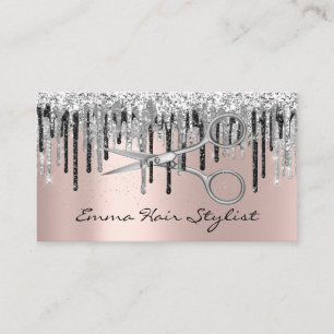 Silver Gray Rose Schere Har Salon Stylist Tropfen Terminkarte