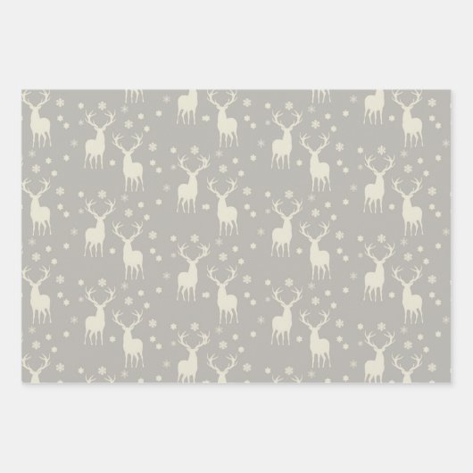 Silver Gray Rustic Woodland Holiday Pattern Geschenkpapier Set (Vorderseite 2)