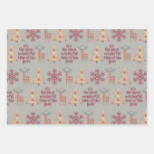 Silver Gray Rustic Woodland Holiday Pattern Geschenkpapier Set (Vorderseite)
