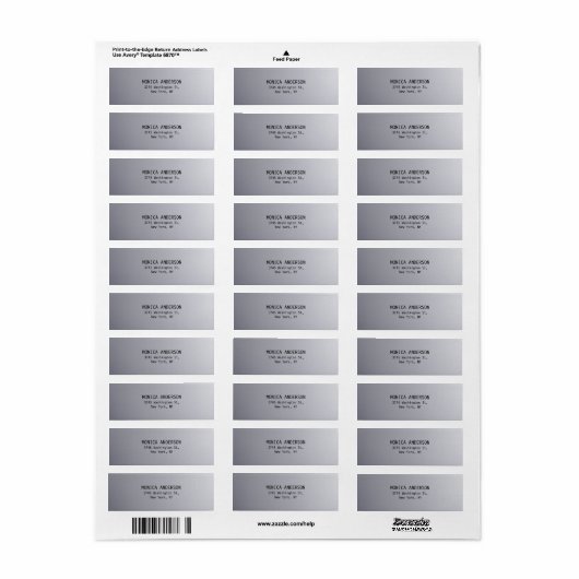 Silver Gray Schlicht Modern Return Address Label (Vorne)