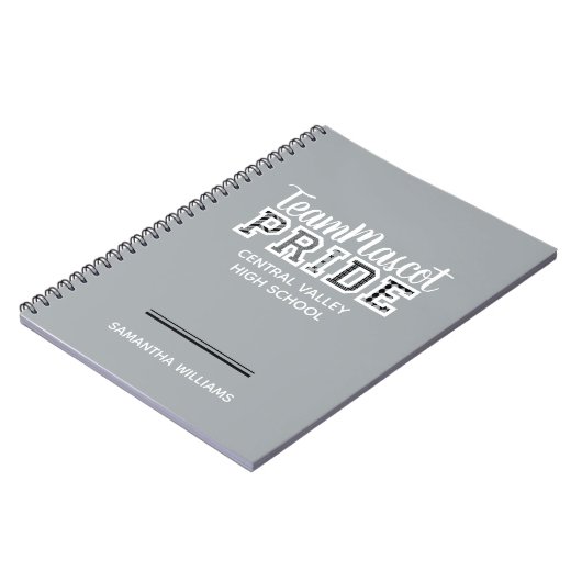 Silver Gray School Pride Mascot Name Notebook Notizblock (Linke Seite)