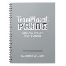 Silver Gray School Pride Mascot Name Notebook