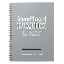 Silver Gray School Pride Mascot Name Notebook Notizblock