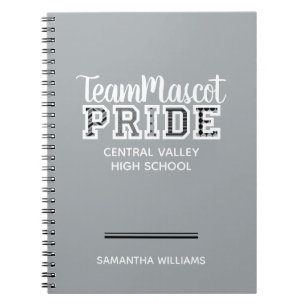 Silver Gray School Pride Mascot Name Notebook Notizblock