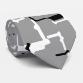 Silver Gray Schwarz-weißes Abstraktes Muster Krawatte (Gerollt)