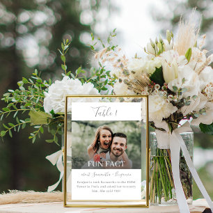 Silver Gray Script Fun Facts Foto Wedding Tischnummer
