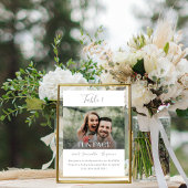 Silver Gray Script Fun Facts Foto Wedding Tischnummer