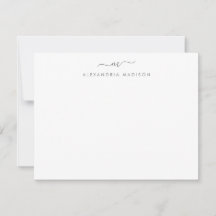 Silver Gray Script Monogram Chic Swash Stationieru