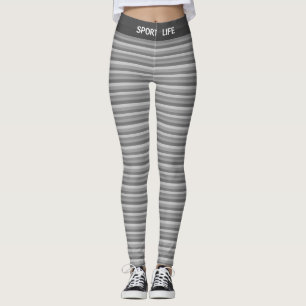 Silver Gray Shades Striping Leggings