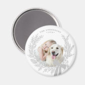 Silver Gray Simple Christmas Wreath Foto Magnet (Vorderseite/Rückseite)