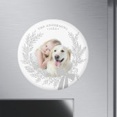Silver Gray Simple Christmas Wreath Foto Magnet
