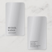 Silver Gray Simple Schlicht Trendy Beruflich Visitenkarte (Vorne/Hinten)