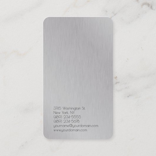 Silver Gray Simple Schlicht Trendy Consultant Visitenkarte (Rückseite)