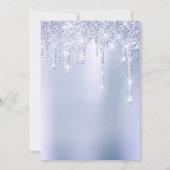 Silver Gray Smoky Blu Glitzer Effect Tropfen Gebur Einladung (Rückseite)