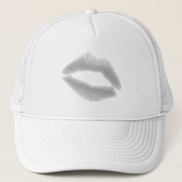 SILVER GRAY SNOWFLAKE KISS LIPS FASHION SCHÖNHEIT TRUCKERKAPPE