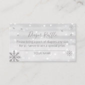 Silver Gray Snowflakes Baby Dusche Windeln Windeln Begleitkarte (Vorderseite)