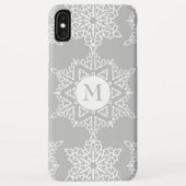 Silver Gray Snowflakes Christmas Holiday Monogram Case-Mate iPhone Hülle (Rückseite)