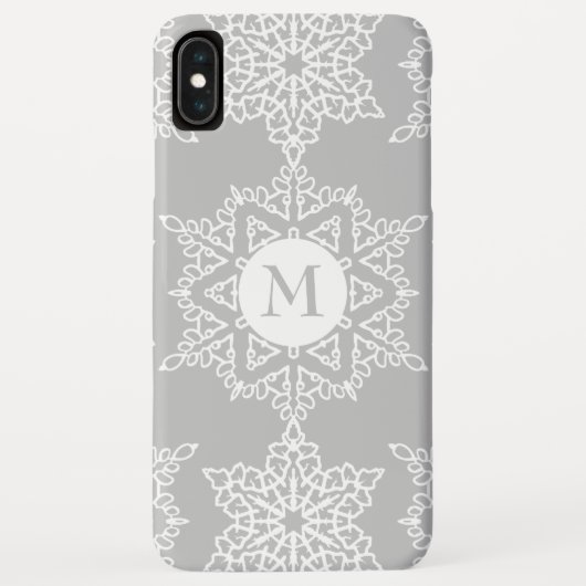 Silver Gray Snowflakes Christmas Holiday Monogram Case-Mate iPhone Hülle (Rückseite)