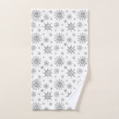 Silver Gray Snowflakes Pattern Badhandtuch Set (Handtuch)