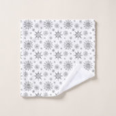 Silver Gray Snowflakes Pattern Badhandtuch Set (Waschlappen)