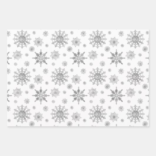 Silver Gray Snowflakes Pattern Geschenkpapier Set (Vorderseite 3)
