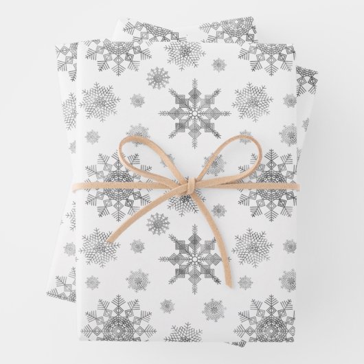 Silver Gray Snowflakes Pattern Geschenkpapier Set (Beispiel)