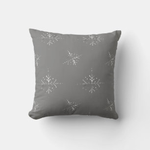 Silver Gray Snowflakes Pattern Kissen