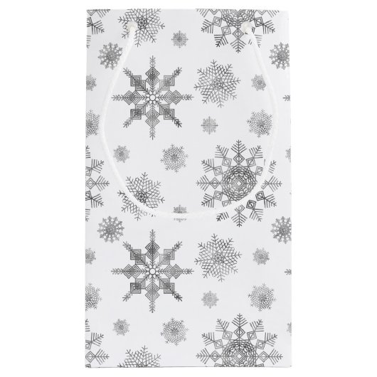 Silver Gray Snowflakes Pattern Kleine Geschenktüte (Rückseite)