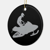 Silver Gray Snowmobiler Keramik Ornament (Links)