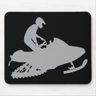 Silver Gray Snowmobiler Mousepad