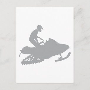 Silver Gray Snowmobiler Postkarte
