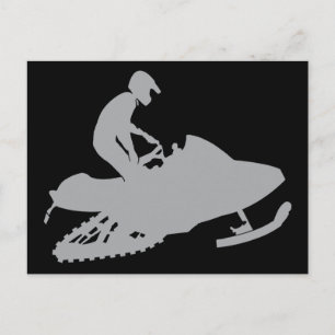 Silver Gray Snowmobiler Postkarte
