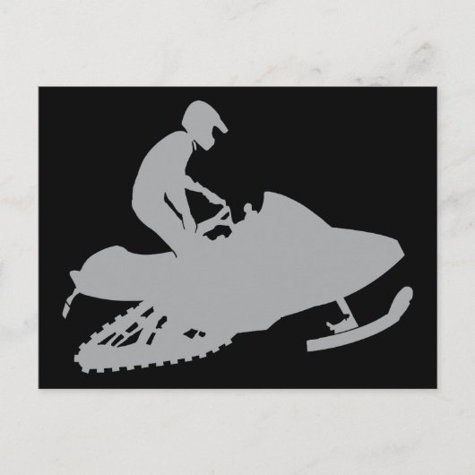 Silver Gray Snowmobiler Postkarte (Vorderseite)