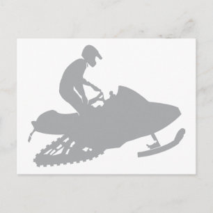 Silver Gray Snowmobiler Postkarte