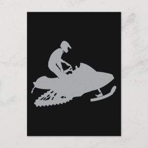 Silver Gray Snowmobiler Postkarte