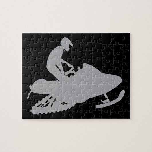 Silver Gray Snowmobiler Puzzle (Horizontal)