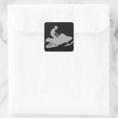 Silver Gray Snowmobiler Quadratischer Aufkleber (Tasche)