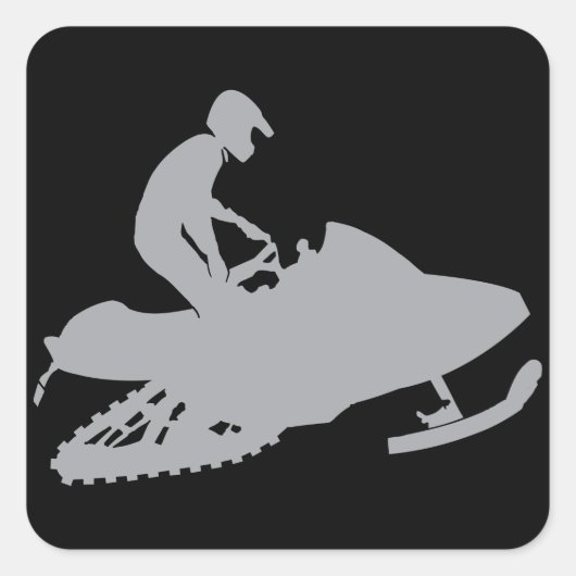 Silver Gray Snowmobiler Quadratischer Aufkleber (Vorderseite)