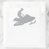 Silver Gray Snowmobiler Rechteckiger Aufkleber (Tasche)