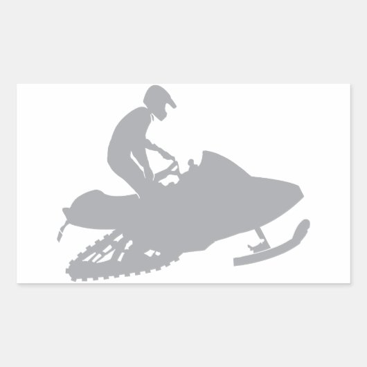 Silver Gray Snowmobiler Rechteckiger Aufkleber (Vorderseite)