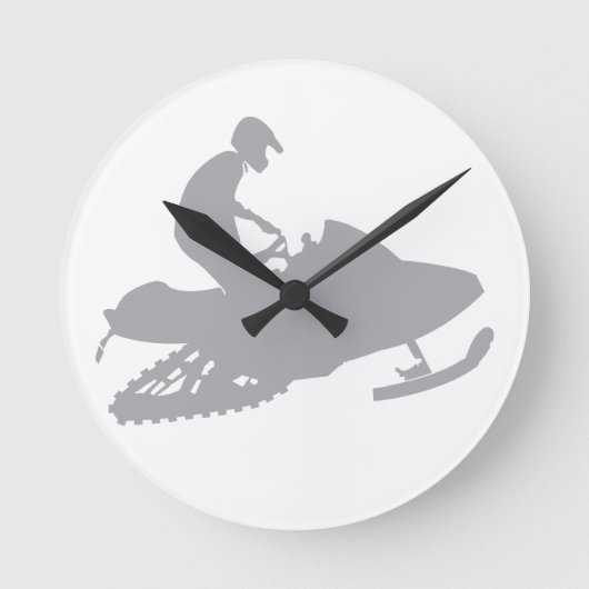 Silver Gray Snowmobiler Runde Wanduhr (Vorderseite)