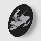 Silver Gray Snowmobiler Runde Wanduhr (Winkel)