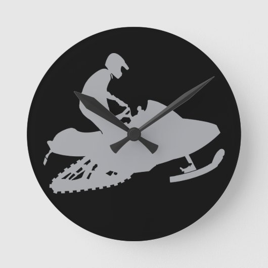 Silver Gray Snowmobiler Runde Wanduhr (Vorderseite)