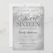 Silver Gray Sparkle Sweet 16 Einladung (Vorderseite)